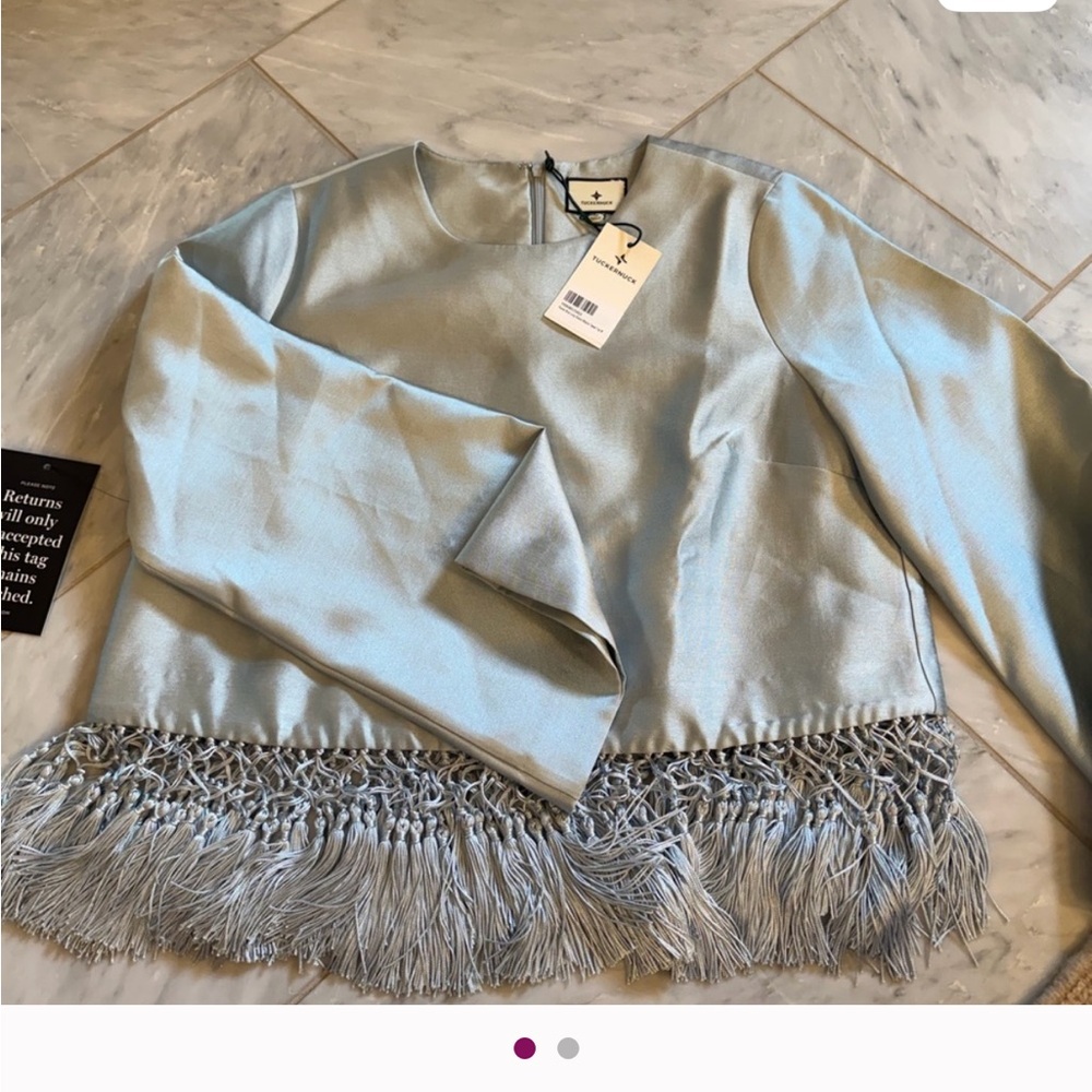 Tuckernuck Fringed Top - Light Blue NWT